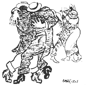 Teckning p� tv� par som dansar one-step